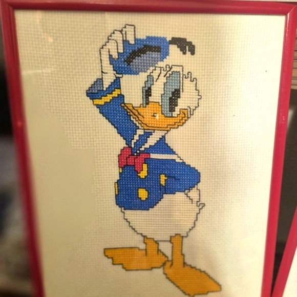 Vintage Framed Donald Duck and Mickey Mouse Cross-Stitch Art - Picture 5 of 5